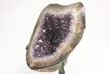 Sparkly, Amethyst Geode With Polished Rind on Metal Stand #209168-3